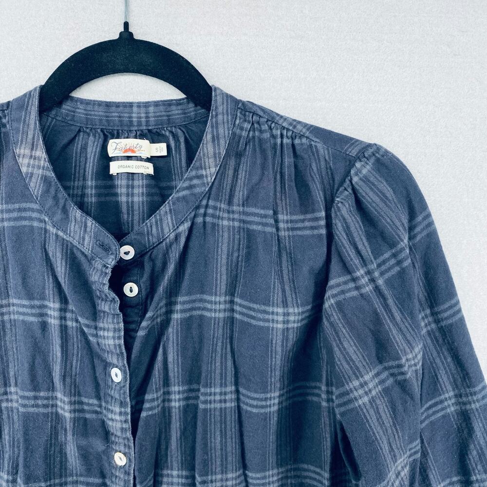 Faherty Flannel Shirt Womens S Gray Organic Cotton Button Up Costal Cowgirl - Picture 3 of 11